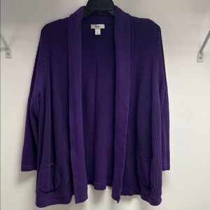 CJ Banks Rich Purple Knit Cardigan